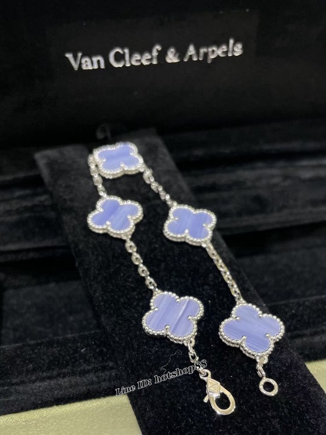 梵克雅寶vca新款手鏈 Van Cleef&Arpels四葉草紫玉髓五花手鏈 zgb1578